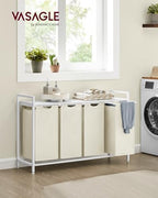 VASAGLE Laundry Hamper with Shelf, 4 Pull-Out Bags, 4 x 10.6 Gallons (40L) - Image 2