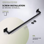 KOKOSIRI 32-Inch Single Towel Bar, Bathroom Kitchen Towel Holder, Wall Mounted SUS304 Stainless Steel Towel Rack, Matte Black, B4003BK-L32 - Image 4
