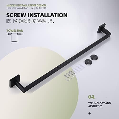 KOKOSIRI 32-Inch Single Towel Bar, Bathroom Kitchen Towel Holder, Wall Mounted SUS304 Stainless Steel Towel Rack, Matte Black, B4003BK-L32 - Image 4