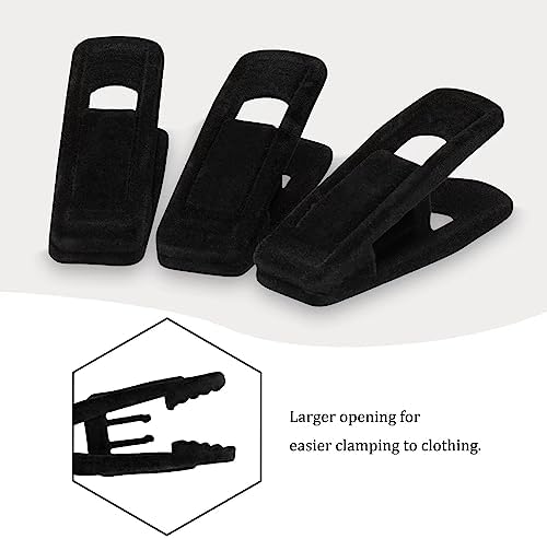 Tinfol 50pc Velvet Hanger Clips, Black Strong Finger Flocked Clips, Large Opening Clip Clothes Pin, Pants Hangers Clip for Thin Clothes Hangers - Image 3