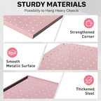 Peg Board, 2 Pack Metal Pegboard Panels Pink Pegboards Wall Organizer with Frame Large Heavy Duty Peg Board with Hooks for Walls Home,Garage Tool Storage,Office Organization,Kitchen 24”×16” - Image 4