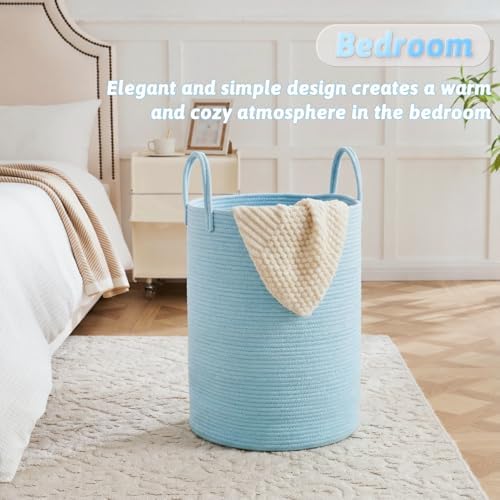 Laundry Basket,Woven Cotton Rope Laundry Hamper,80L for Decor Storage of Dirty Clothes,Toys and Blankets in Bathroom,Baby Room and Living Room - Image 3