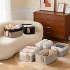 Goodpick 4 Pack Storage Baskets for Organizing Shelves, Light Brown & White - Image 6
