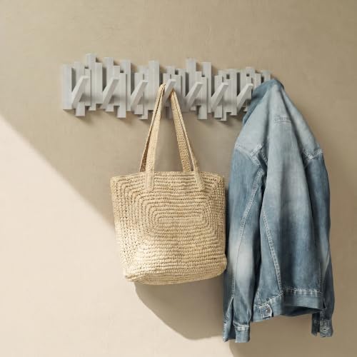 Umbra Sticks Wall Mount Coat Rack, 8 Hook Retractable Pegs, Grey - Image 3
