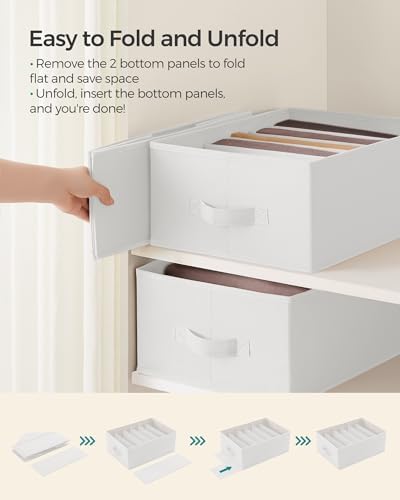 SONGMICS Set of 6 Foldable Wardrobe Clothes Organizers, 6-Compartment - Image 6