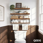 QEEIG Long Bathroom Floating Shelves Over Toilet (Brown, Set of 3, 31.5") - Image 5