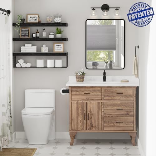 QEEIG Bathroom Shelves Over Toilet Wall Mounted (Black, Set of 3, 23.6") - Image 4