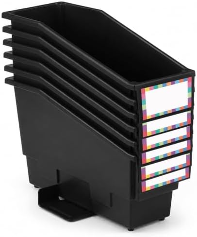 gisgfim 6 Pcs Non-Tip Book Bins with Stabilizer Wings (Black) by gisgfim