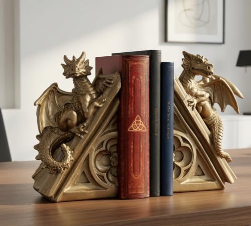 Bellaa Dragon Bookends, Set Vintage Decorative Book Ends 21503 - Image 7