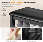 Taitiy Shoe Bench with 3 Tier Adjustable Shelves Rubberwood Entryway 31.5'' - Image 5