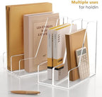 SANRUI 4 Pack Vertical File Holder, Acrylic Desk Organizer Magazine File Sorter for Magazines, Binders, Notebooks, Envelopes, Multi-purpose Clear Document Organizer Rack - Image 4