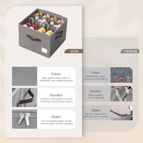 Criusia Shoe Organizer for Closet, 4 Pack Shoe Organizer with Transparent Cover and Sturdy Handles, Closet Shoe Storage for Sneakers Sandals Slippers, Fit 12-16 Pairs, Gray - Image 5