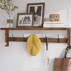 AMBIRD Coat Rack Wall Mount with Shelf, 28.9 Inches Coat Hooks Wall Mounted with 5 Hooks, Wall Hat Hooks for Hanging in Entryway, Living Room, Bathroom, Bedroom (Brown) by AMBIRD