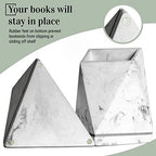 Marble Style Bookends - Decorative, Heavy Duty Book Holder for Shelves, Non Skid, Unique Design (White) - Image 6