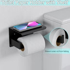 5-Pieces Matte Black Bathroom Hardware Accessories Set, 24 Inch Stainless Steel Towel Racks for Bathroom, Towel Bar Set Towel Ring Coat Hook and Toilet Paper Holder with Shelf Wall Mounted - Image 3