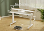 Claiks Standing Desk with Drawers & Wheels, 2 Height Shelf 55" White - Image 3