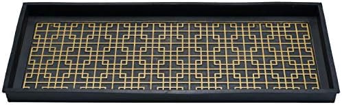 HF by LT Logan Design Deluxe Rubber Boot Tray, 34 x 14 inches, Heavy Duty Vulcanized Rubber, One-Piece Seamless Construction, Year Round Use Indoors or Outdoors, Black with Brushed Brass Finish - Image 2