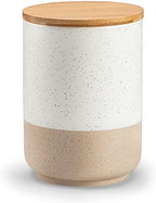 vancasso Sabine Large Ceramic Canister with Airtight Wood Lid - 74 oz Kitchen Food Storage Jar for Flour, Sugar, Coffee, Tea & Spices - Big Capacity Countertop Jar by vancasso
