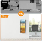 SUPEASY 14 Tier Wall File Organizer, Hanging Wall Mounted Mail Organizer with Label Slots, Metal Mesh File Holder Magazine Rack for Office, Home, School or Classroom, Black - Image 5