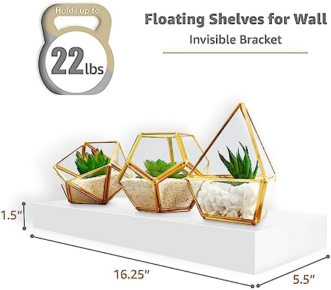 Sorbus 16 Inch Floating Shelves for Wall (2 Pack, White) - Image 3