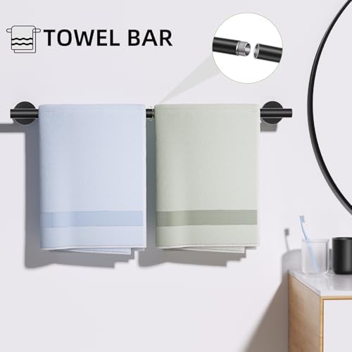 TURS Matte Black 5 Piece Bathroom Hardware Set, SUS304 Stainless Steel Bath Towel Bar Set, Bathroom Towel Rack Set Wall Mounted - Image 2