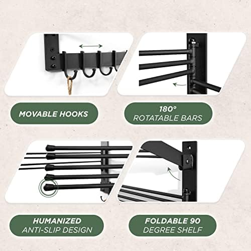 BATODA Wall-Mounted Steel Clothes Drying Rack, Solid Steel, Multi-function - Image 2