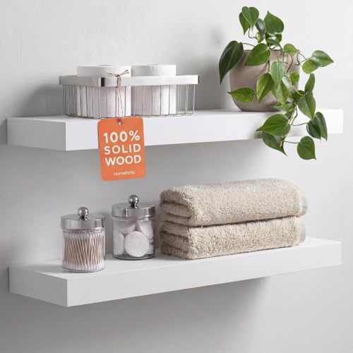 Homeforia 24 Inch Floating Shelves, High-End Solid Pine Wood, Set of 3 by Homeforia