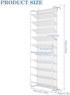 AQQHSAIN 10 Tier Over The Door Shoe Organizer Wall Shoe Shelf Shoe Holder Door Shoe Rack for Closet Pantry Hanging Shoes Clothes Toys Storage Shelves (White) - Image 3