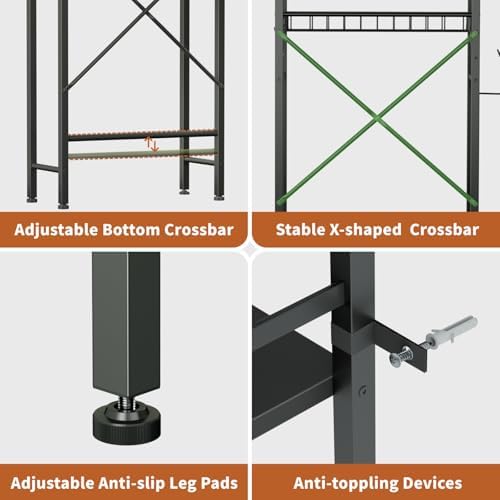 Over The Toilet Storage,4 Tiers Bathroom Organizers Storage Shelves Cabinet with Toilet Paper Holder and 9 Hooks,Toilet Rack for Bathroom,Fit Most Toilets,Black - Image 6