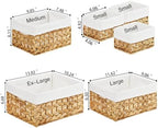 Vagusicc Wicker Storage Basket, 6 Pack Baskets for Organizing, Water Hyacinth Storage Basket, Rectangular Wicker Baskets for Storage Shelves, Cube Storage Bins For Closet/Clothes/Dresser - Image 2