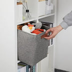 DULLEMELO 12 inch Cube Storage Bins, Large Collapsible Grey Storage Baskets for Square Cubes Organizing, Fabric Boxes Bins for Shelves Nursery Home Office Storage(4 Pack - 12" Grey) - Image 5