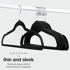 Home-it Premium Velvet Hangers 50 Pack - Heavy Duty Ultra Thin Black Suit Clothes Hangers Non Slip for Closet, Shirt Pants, Hook Swivel 360 - Image 6