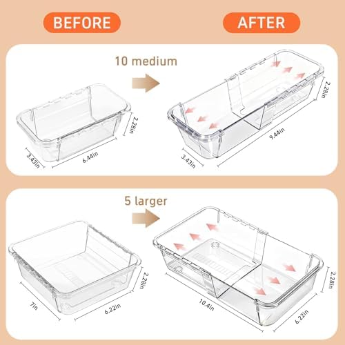 Expandable Drawer Organizer Set, 15 Clear Bins, 2 Sizes - Image 2