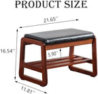 latifolia Solid Wood Bench, Entryway Shoe Bench with Cushion, 2 Tier Shoe Storage Organizer for Hallway, Living Room(Black,21.65''L) - Image 2