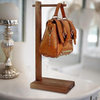 SM SunniMix Purse Display Stand Tabletop Hanger Rack Bags Display Rack Jewelry Holder Stand Necklace Organizer Stand for Countertop Use with Stable Support, Dark Brown - Image 7