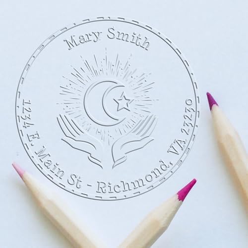 Custom Name and Address Seal Press Embosser for Islamic School Teachers - Personalized Envelope Paper Embosser with Customized Name and Address, Ideal for Evening Prayers, 1-5/8 Size - Image 3