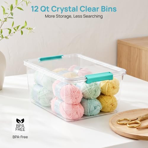 Vtopmart 2 Pack 12 Qt Clear Craft Storage Bins with Lids and Latches - Image 4