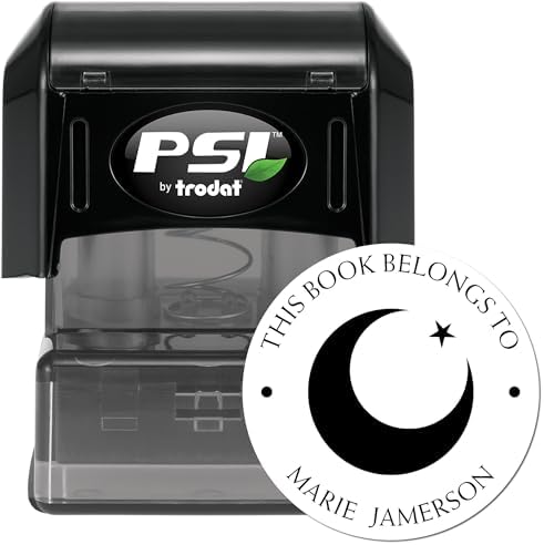 Custom Made Book Stamp - PSI Pre-Inked Serene Crescent Personalized Library Stamp for Islamic Bookstore Owners - Custom Book Stamp for Personal Libraries, Book Lovers, and Collectors - Unique Design - Image 2