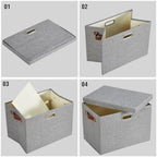 17" Large Fabric Storage Box with Lids, 3-Pack, Gray - Image 5