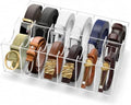 ZENFUN 12 Compartments Belts Storage Box, Acrylic Belt Organizer, Belt Container Storage Holder Clear Belts Display Case for Watch, Hair Accessories, Jewelry, Closet and Drawer by ZENFUN
