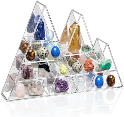 Cinnvoice Rock Display Case 30 Grids,Transparent Border,Mountain Style by QinYee