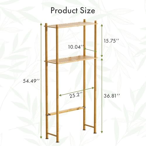 AmazerBath Bamboo Over The Toilet Storage Shelf, 2-Tier Over Toilet Organizer Rack, Freestanding Above Toilet Shelf for Bathroom, Laundry, Space Saver, Natural Color - Image 2