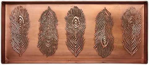 HF by LT Peacock Feather Pattern Metal Boot Tray, 30 x 13 inches, Antique Copper Finish by HFbyLT