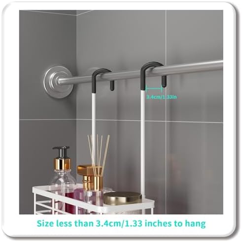 HapiRm Hanging Shower Caddy Organizer - No Drilling Shower Organizer with Hooks, Rustproof & Waterproof 304 Stainless Steel Bathroom Shelves - White - Image 5
