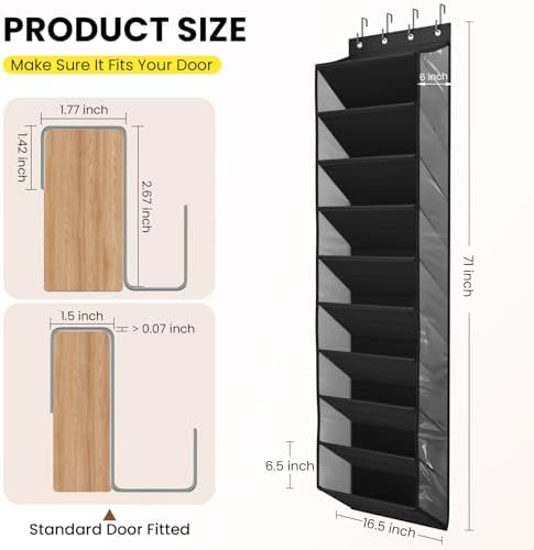 Mefirt XXL Clear Over the Door Shoe Organizer for Closet Fit 30 Pairs ﻿ - Image 5