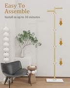 Modern Garment Rack,Z-Shaped Coat Stand with Rock Base,68.9in,Gold - Image 5