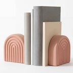 Soft Coral 2 Pcs Boho Arch Concrete Bookends for Shelves, Rainbow by Unknown