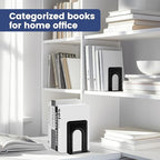 HappyHapi 7 Pairs Book Ends, Heavy Duty Bookends for Shelves, Black - Image 6