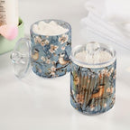 Fustylead 4 Pack Cute Blue Birds on Flowering Tree Of Cherry Qtip Holder Dispensers for Cotton Swab, Ball, Round Pads, Floss, Plastic Apothecary Jar Set for Bathroom Canister Storage - Image 4
