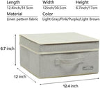 YueYue Foldable Fabric Closet Organizer Bins Box Storage - 4 Pack 12.4 X 12 X 6.7 Inch Storage Bins With Lids 4 Light Color Basket Boxes - Bins Storage Box Collapsible Cloth Home Lid - Image 3